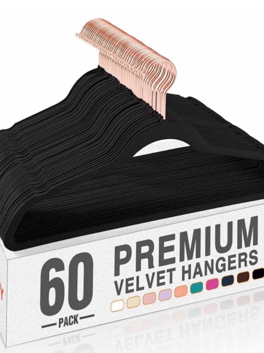 60-Pack Premium Black Velvet Hangers with Rose Gold Hooks